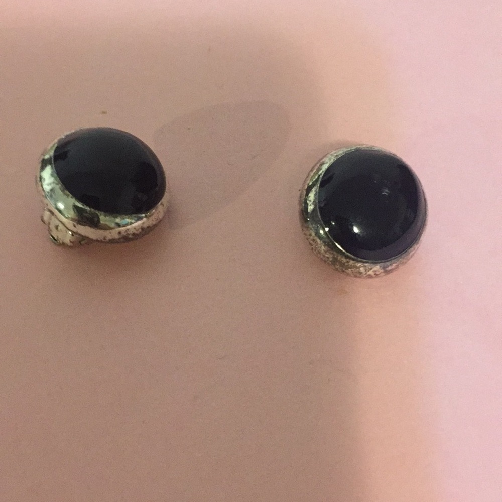 Vintage earrings, jewelry, 1/2” navy and silver